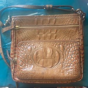 Crocodile Embossed Brown Crossbody Bag